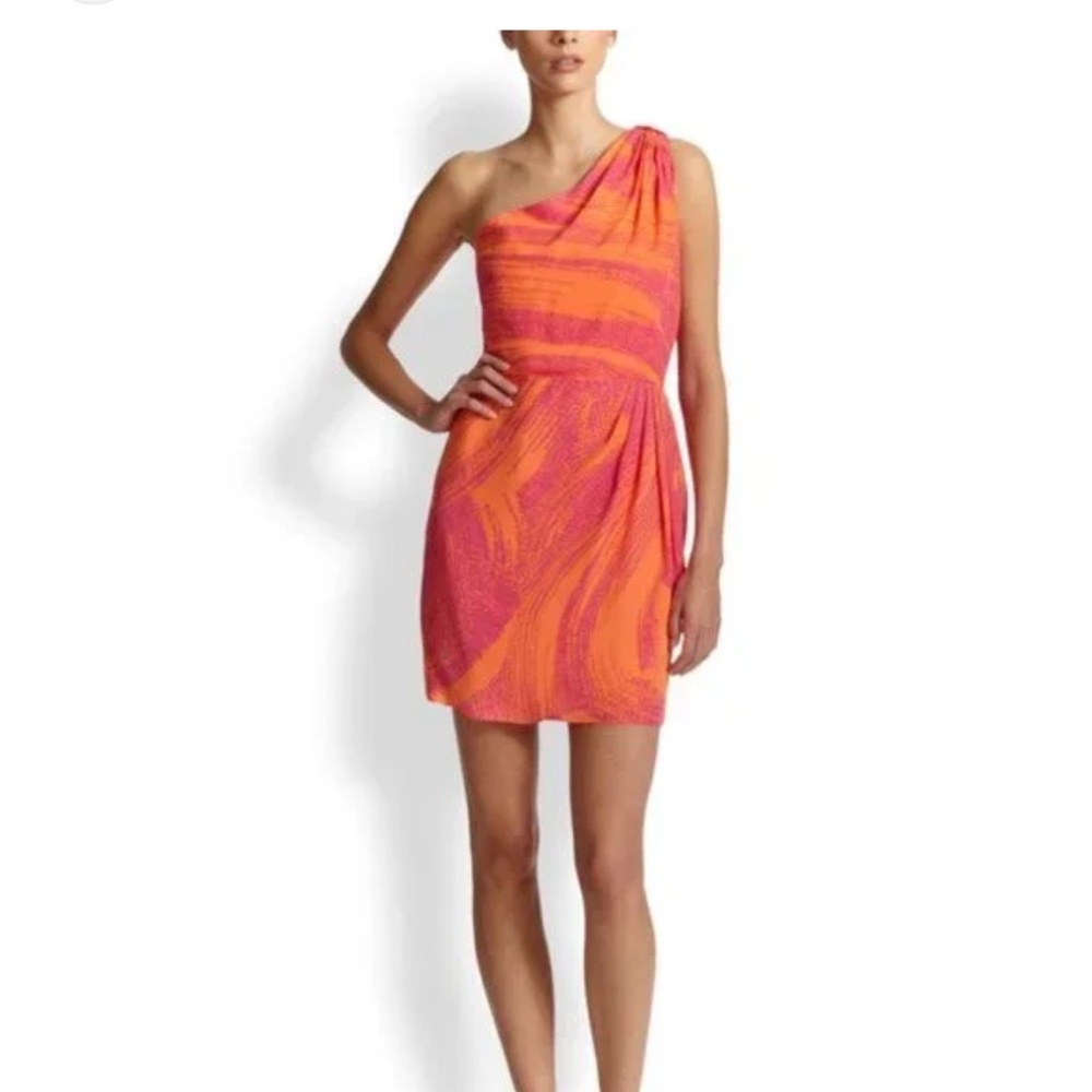 Shoshanna - Acacia Flames One Shoulder Silk Cocktail Dress - BNWT